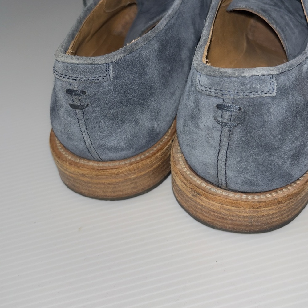 Barneys New York Mens Suede Dress Shoes 9 M Blue 100% Leather Made In Italy - Picture 6 of 9